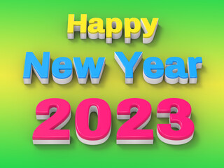 3D Illustration of Happy New year 2023 wish