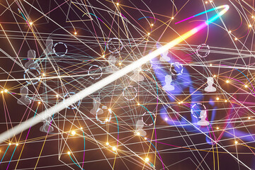 Abstract network of physical devices on the Internet using a network connection with statistics...