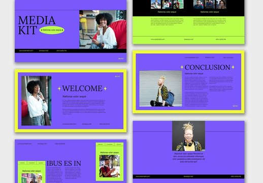 Flat Neon Interactive Media Kit Layout
