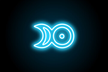 Platinum alchemy neon glowing symbol on black background 