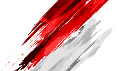 Indonesia Flag with Brush Concept. Happy Indonesian Independence Day. Flag of Indonesia in Grunge Style