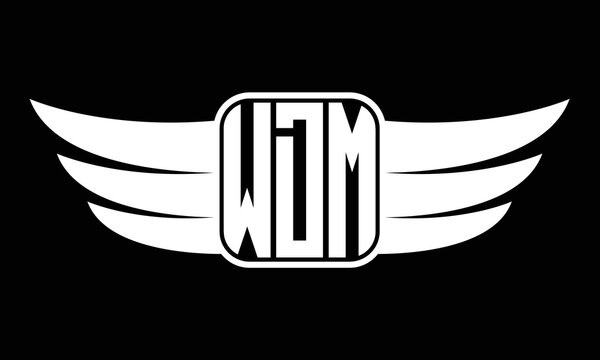 WDM three-letter Wing logo design. flying Vector template