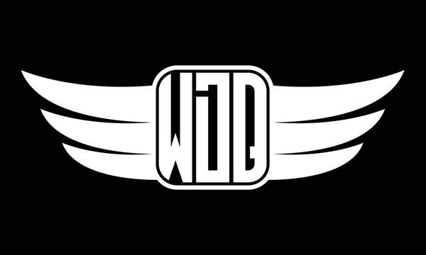 WDQ three-letter Wing logo design. flying Vector template