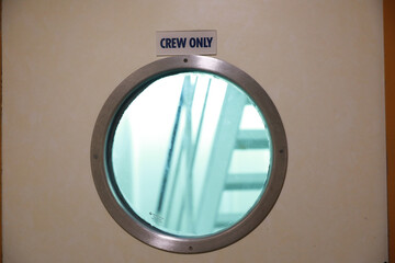 Front view crew only access at cruise ship