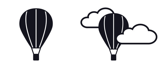 Hot air balloon in the clouds vector icon