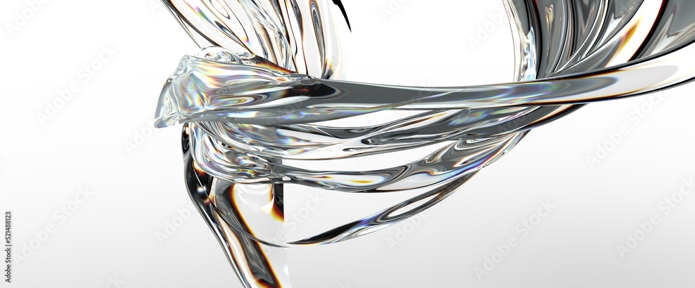 Poster 3D render abstract background. Colorful twisted shapes in motion. Computer generated digital art for poster, flyer, banner