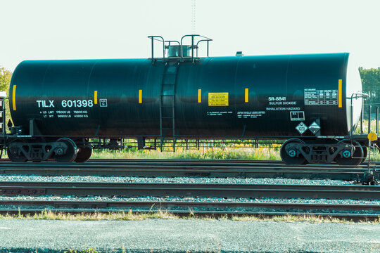 Train tanker sitting in rail yard