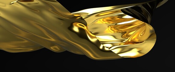 gold cloth background texture. 3D illustration.