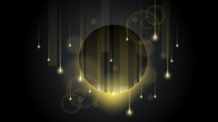 Abstract Dark Black Material Modern Background With Golden Lines Stripes Shadows Backdrop Wallpaper Decoration Vector Design Style