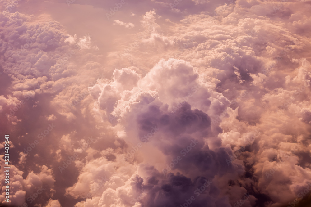 Wall mural sunset clouds background and texture, clouds from airplane window