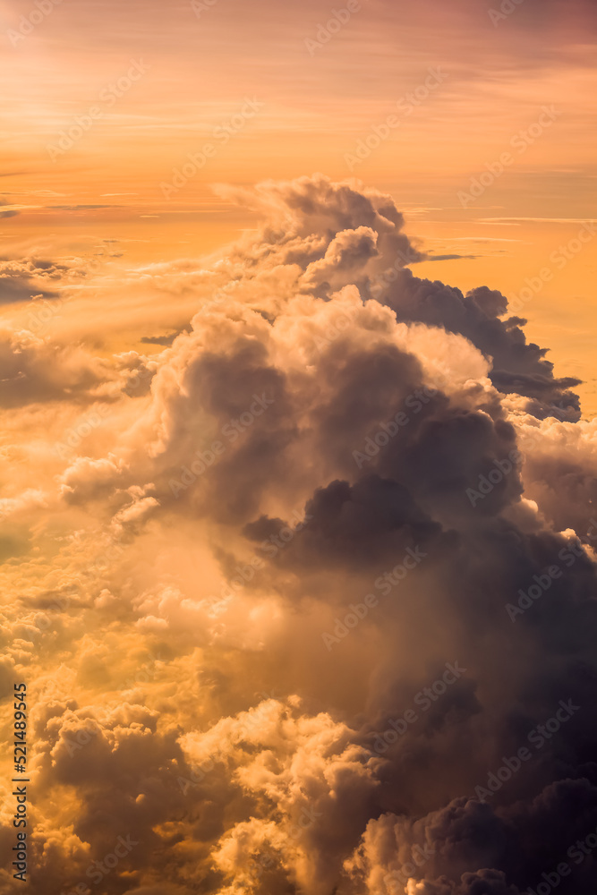 Wall mural sunset clouds background and texture, clouds from airplane window