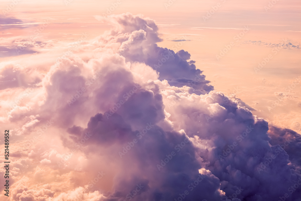 Wall mural sunset clouds background and texture, clouds from airplane window