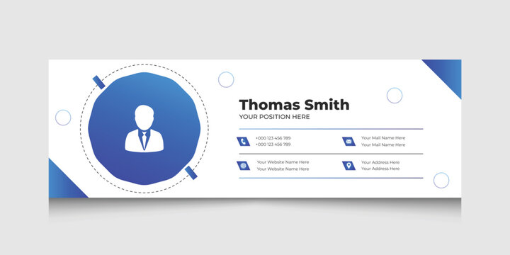 Creative email signature template for business, social media cover and email footer design with an author photo