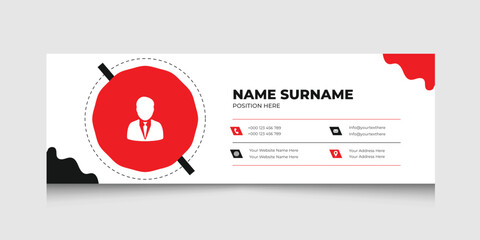 Minimal email signature template for business. Email footer and personal social media cover design with creative layout.