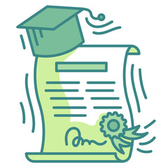 certificate blue line icon