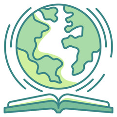earth blue line icon