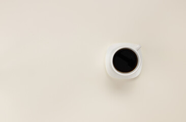 cup of coffee on the table top view