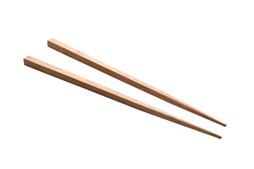 Chopsticks isolated made of wood on white background.
