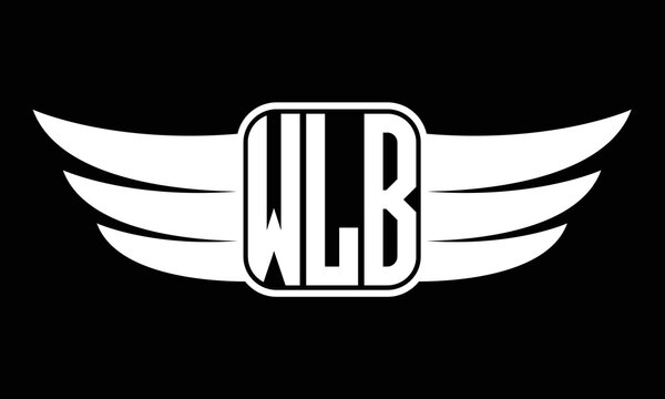 WLB three-letter Wing logo design. flying Vector template
