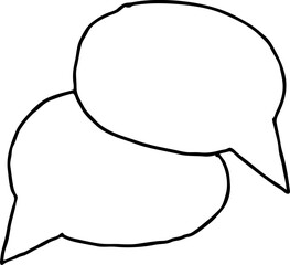 Speech bubble for chat communication symbol. Empty background balloon talk cloud for message chatting. Comic cartoon element. Hand drawn retro vintage vector illustration. Simple line drawing.