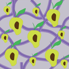 mango drawing on an abstract background. Bright print.