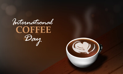 International day of coffee with realistic coffee design background