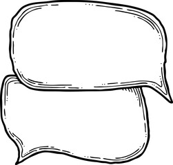 Speech bubble for chat communication symbol. Empty background balloon talk cloud for message chatting. Comic cartoon element. Hand drawn retro vintage vector illustration. Simple line drawing.