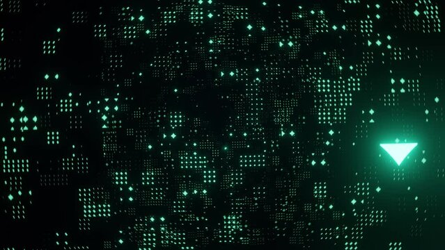 An abstract minimal technology background with moving lights, zooming in on a seamless loop.
