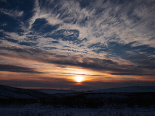 sunset in the mountains