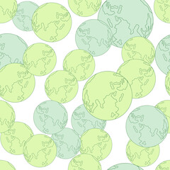 Planet earth engraved seamless pattern. Vintage sphere of world in hand drawn style.