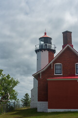Fototapeta na wymiar Back side of the Eagle Harbor Lighthouse in Eagle Harbor Michigan