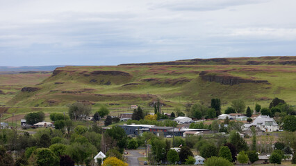 Washtucna, Washington, United States. Small American Town during cloudy evning.