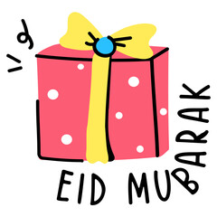 An icon of eid gift doodle vector 