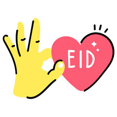 A hand drawn colored icon of eid mubarak