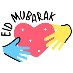 A hand drawn colored icon of eid mubarak