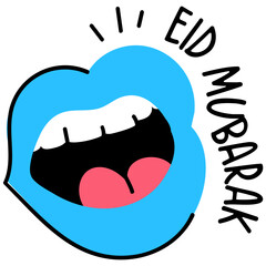 A hand drawn colored icon of eid mubarak