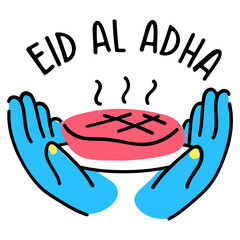 Eid icon denoting steak, doodle icon 