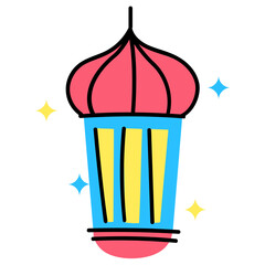 An eid lantern hand drawn vector 