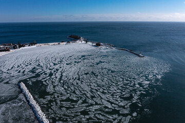 Ice Chunks Float in Inner Harbor of Two Harbors Minnesota USA