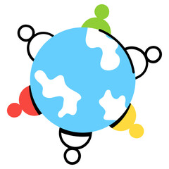 A flat colored icon of world population 