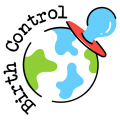 A flat colored icon of world population 