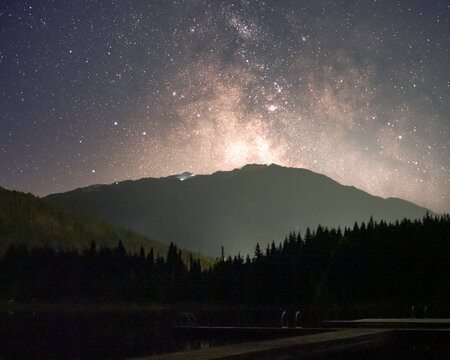 Milky Way rising over Whistler, photo taken from Lost Lake in Whistler, BC. 