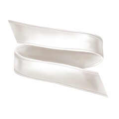 Watercolor white ribbon. Realistic ribbon banner illustration