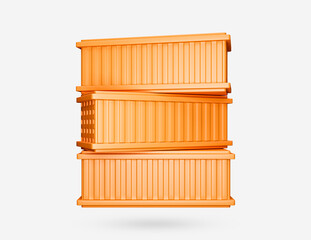 shipping container 3d icon. 3d rendered illustration. 