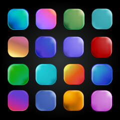 Set of glossy buttons in different colors and gradients.