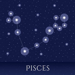 Obraz na płótnie Canvas Zodiac constellation Pisces over blue background