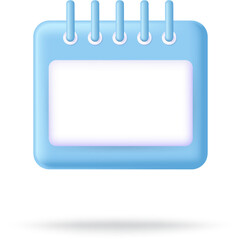 Calendar 3d vector icon. Time management diary sign. Planning agenda concept. To do cartoon reminder