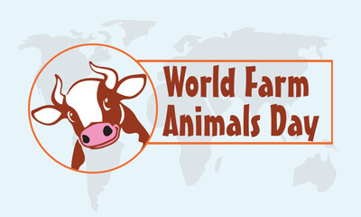  October is world day for farmed animals with Vector Illustration Eps 10