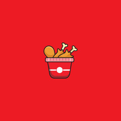 Chicken Box Mascot Logo Design Illustration