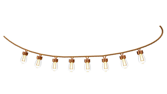 Varal de luzes com lampadas realista para composi&ccedil;&atilde;o